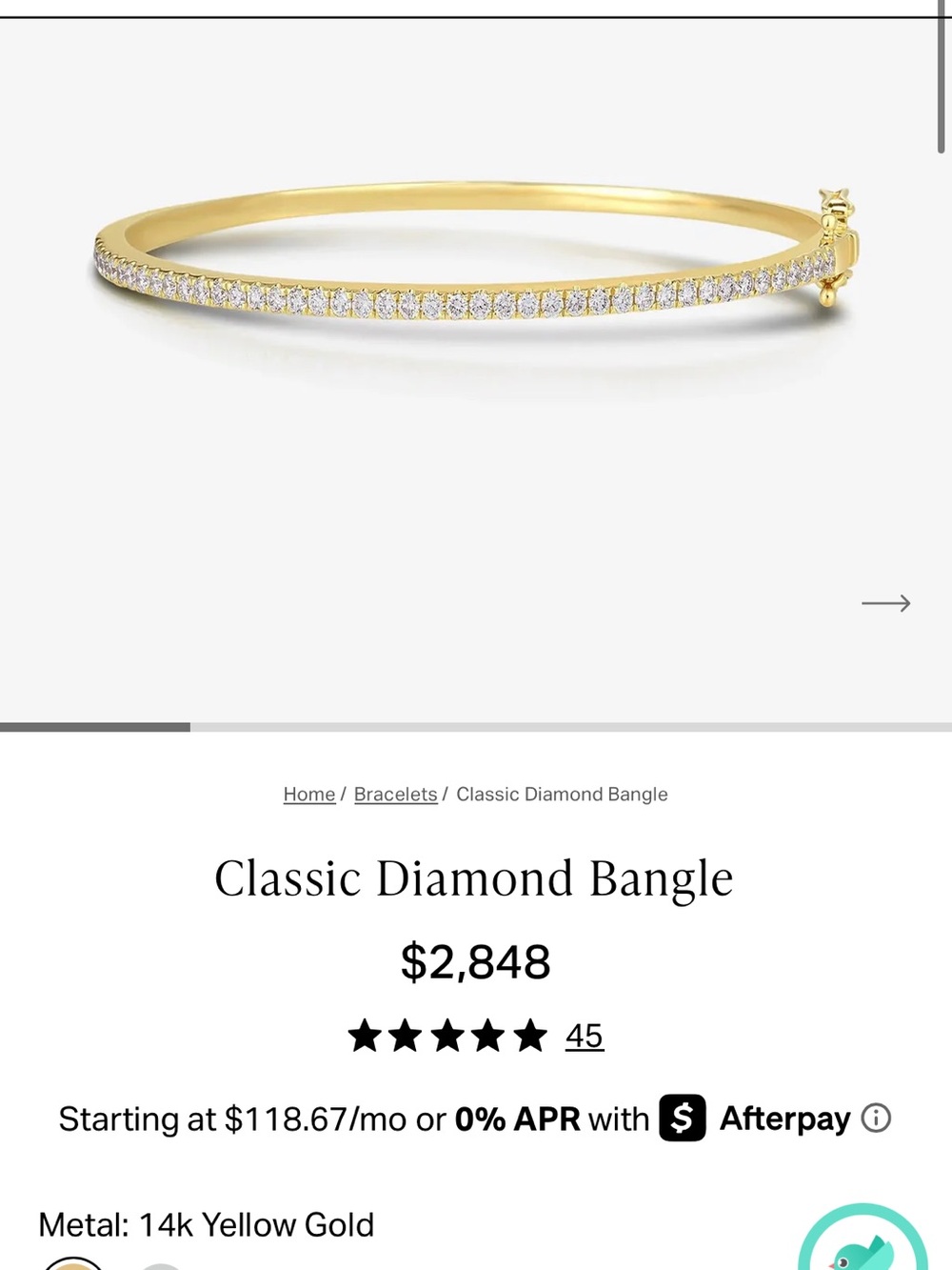 Classic Diamond Bangle - Yellow Gold